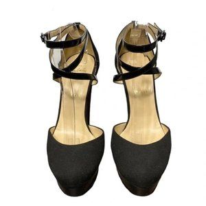 Christian Louboutin La Favorita Black Canvas Suede Platform Heels 40.5